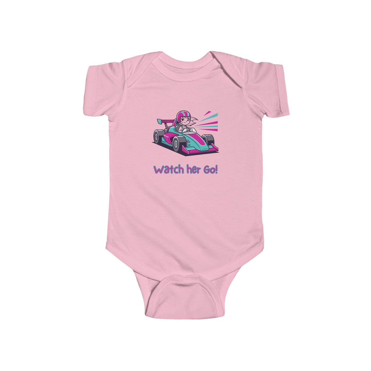 Watch Her Go! Infant Bodysuit, Cute Baby Girl Outfit, Kart Racing Theme, Baby Shower Gift, Toddler Apparel