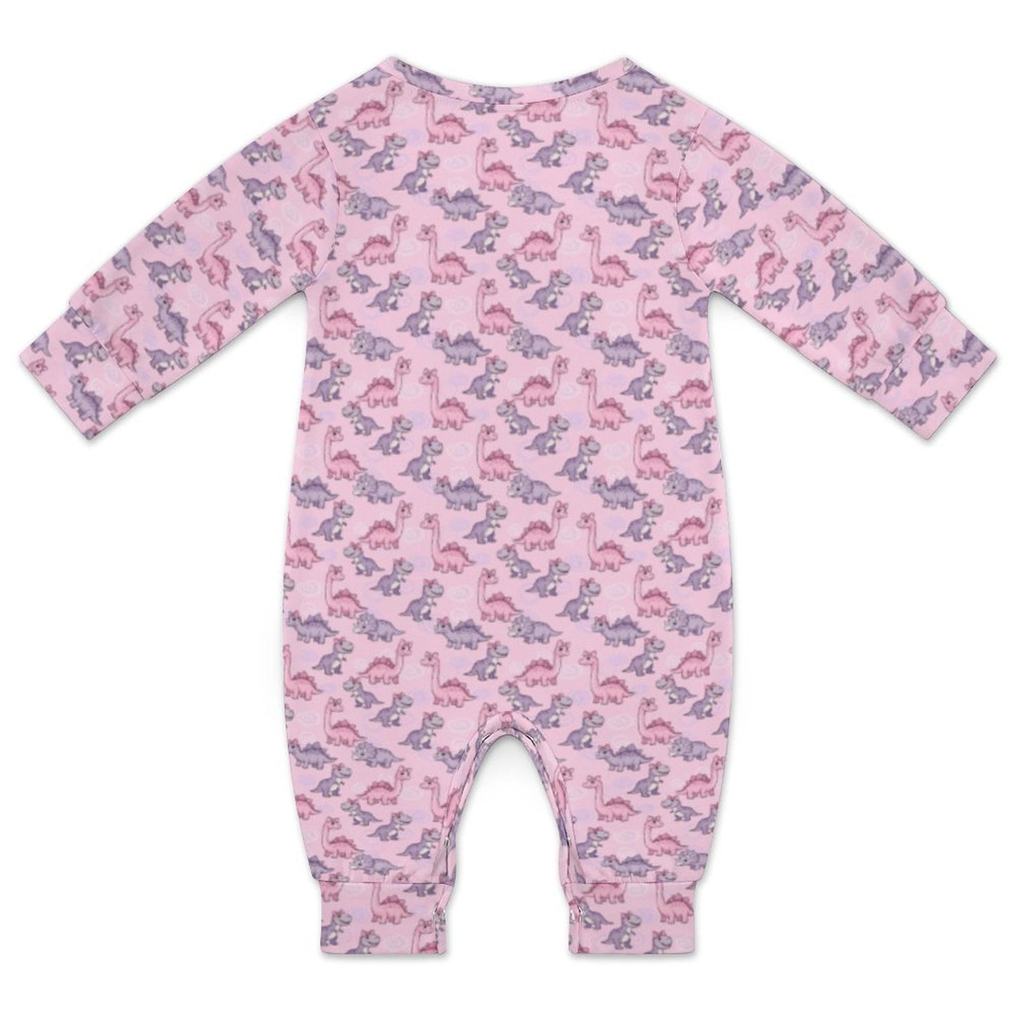 Pink Dino Romper Long Sleeve Baby Romper