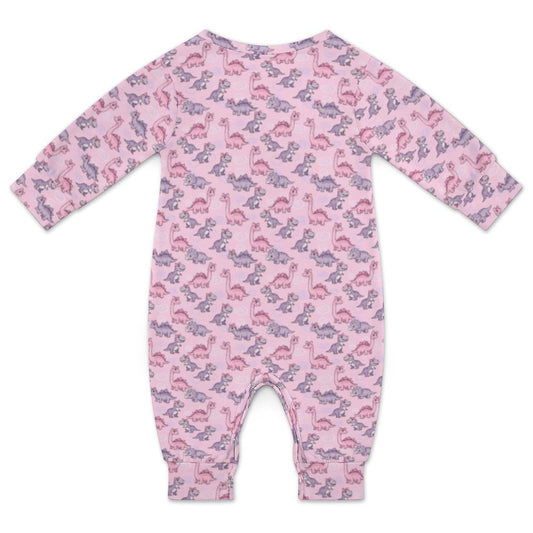 Pink Dino Romper Long Sleeve Baby Romper