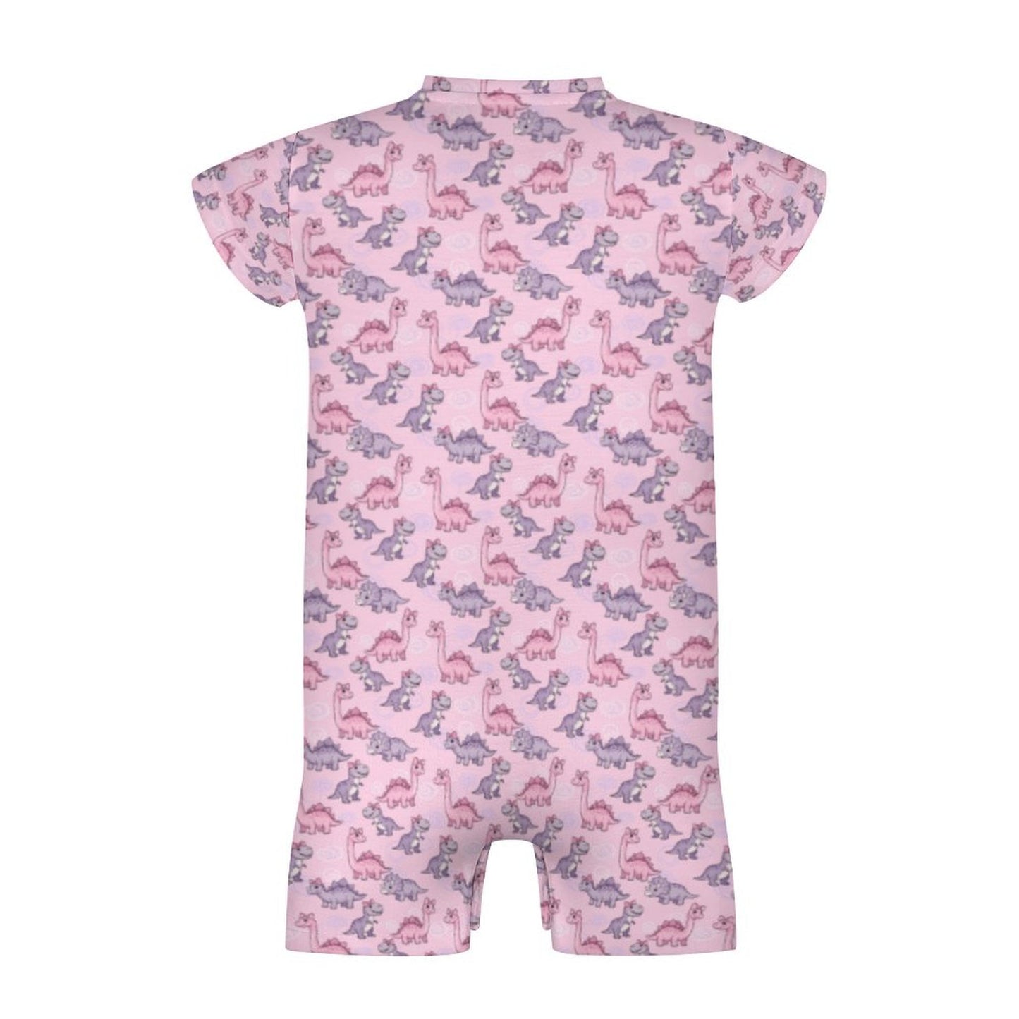 Pink Dino Short Sleeve Baby Romper