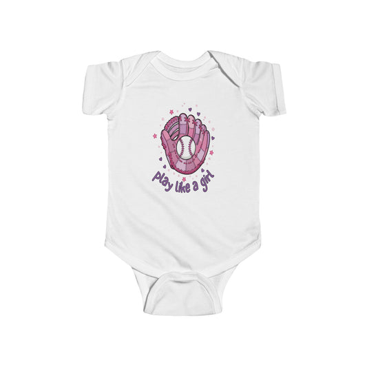 Play Like a Girl Infants Bodysuit, Cute Baby Outfit, Baby Girl Gift, Baseball Inspired Clothing, Toddler Apparel, Baby Shower Gift