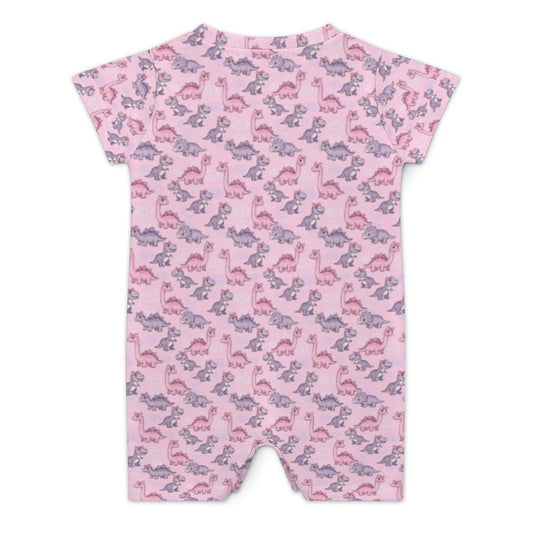 Pink Dino Short Sleeve Baby Romper