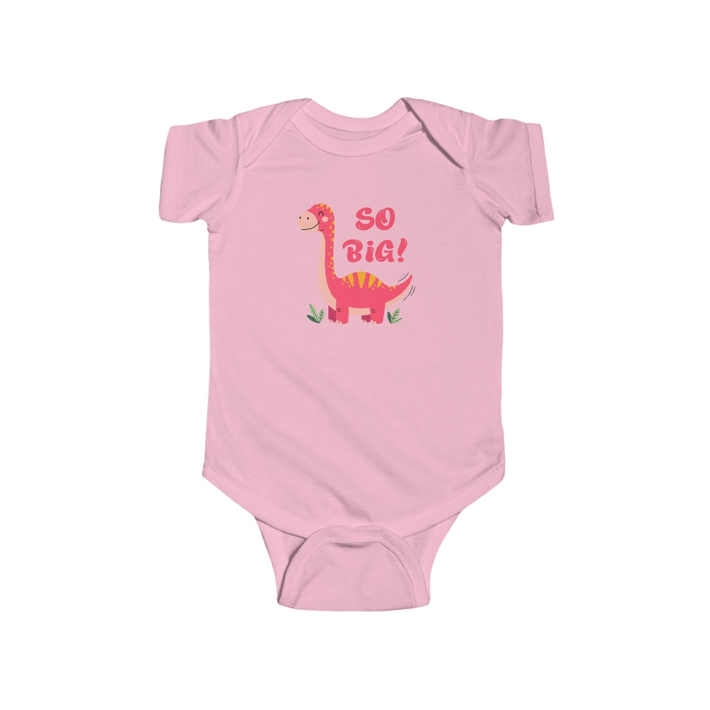 Infant Bodysuit — Cute Pink Dinosaur "So Big!" Baby Onesie