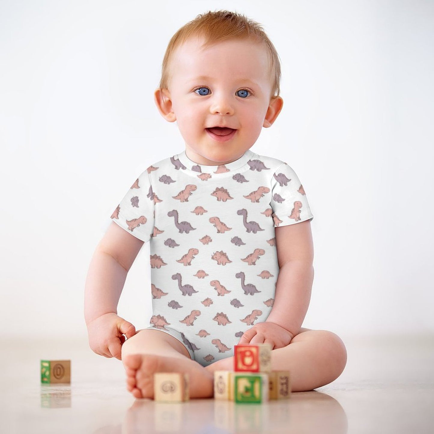 Girls Dino Short Sleeve Baby Romper