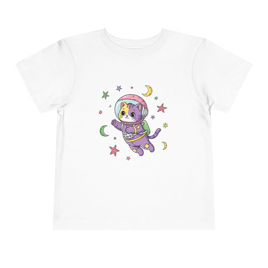 Adventurous Space Cat Toddler Tee, Cute Kids Tee, Astronaut Cat Shirt, Space-Themed Gift, Toddler Birthday Outfit, Fun Playtime Attire