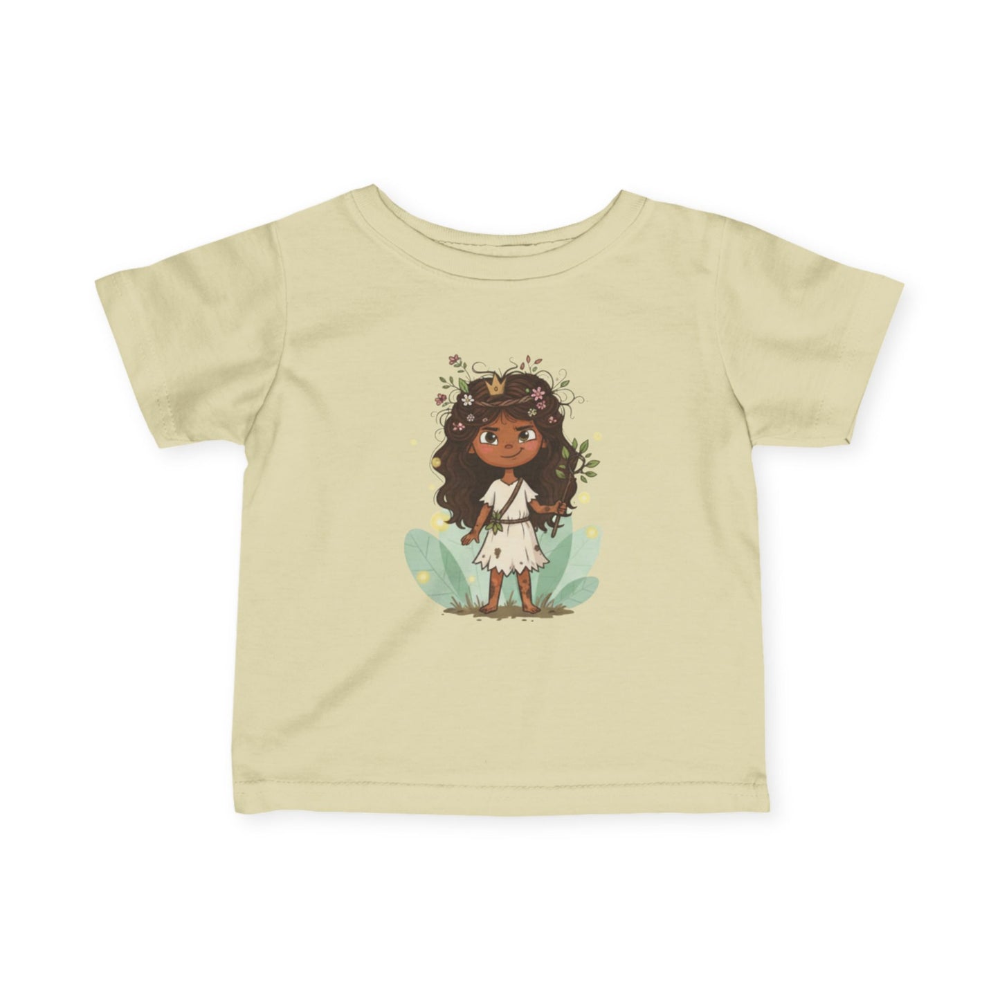 Adorable Infant Fine Jersey Tee with Floral Princess Design, Baby T-Shirt, Cute Toddler Top, Birthday Gift, Kids Clothing