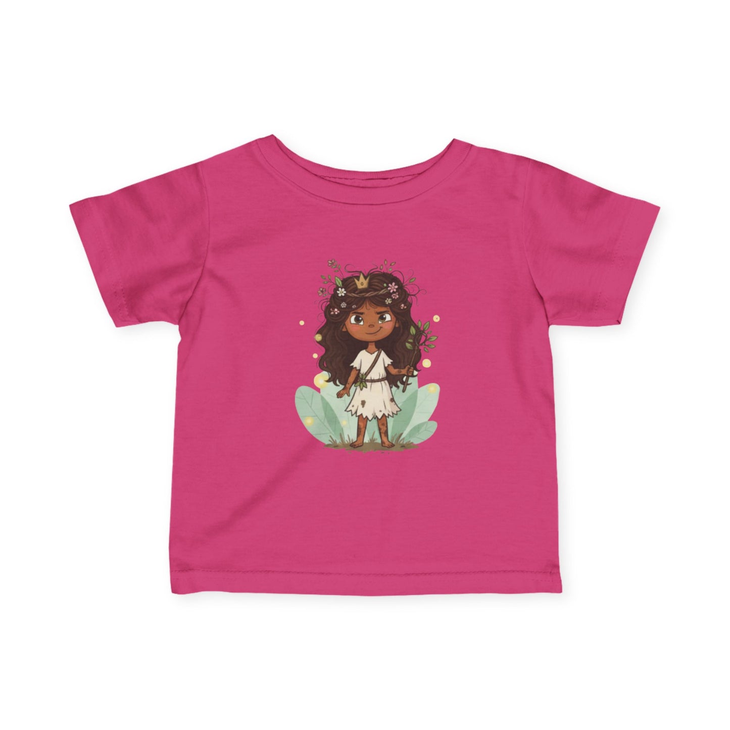 Adorable Infant Fine Jersey Tee with Floral Princess Design, Baby T-Shirt, Cute Toddler Top, Birthday Gift, Kids Clothing