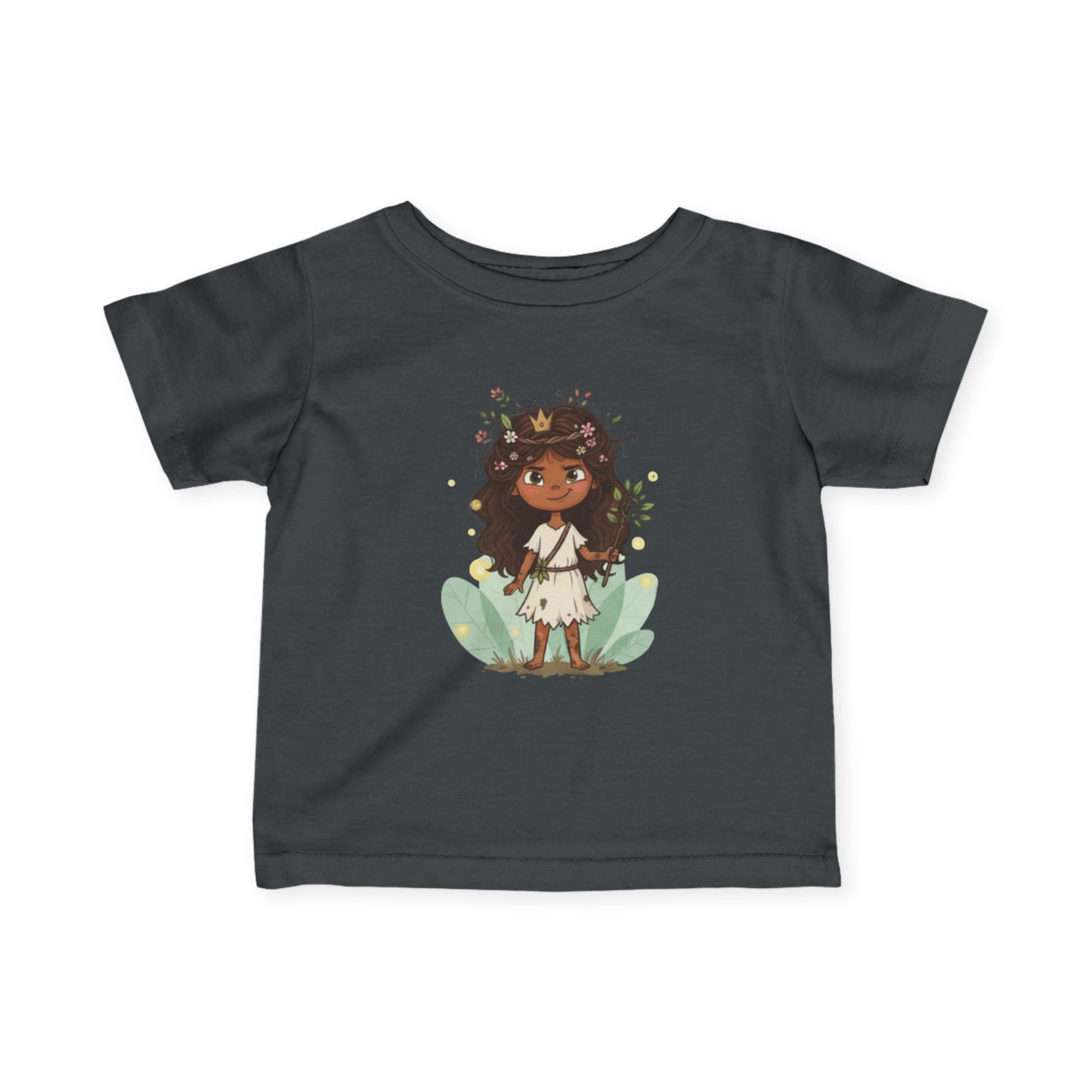 Adorable Infant Fine Jersey Tee with Floral Princess Design, Baby T-Shirt, Cute Toddler Top, Birthday Gift, Kids Clothing