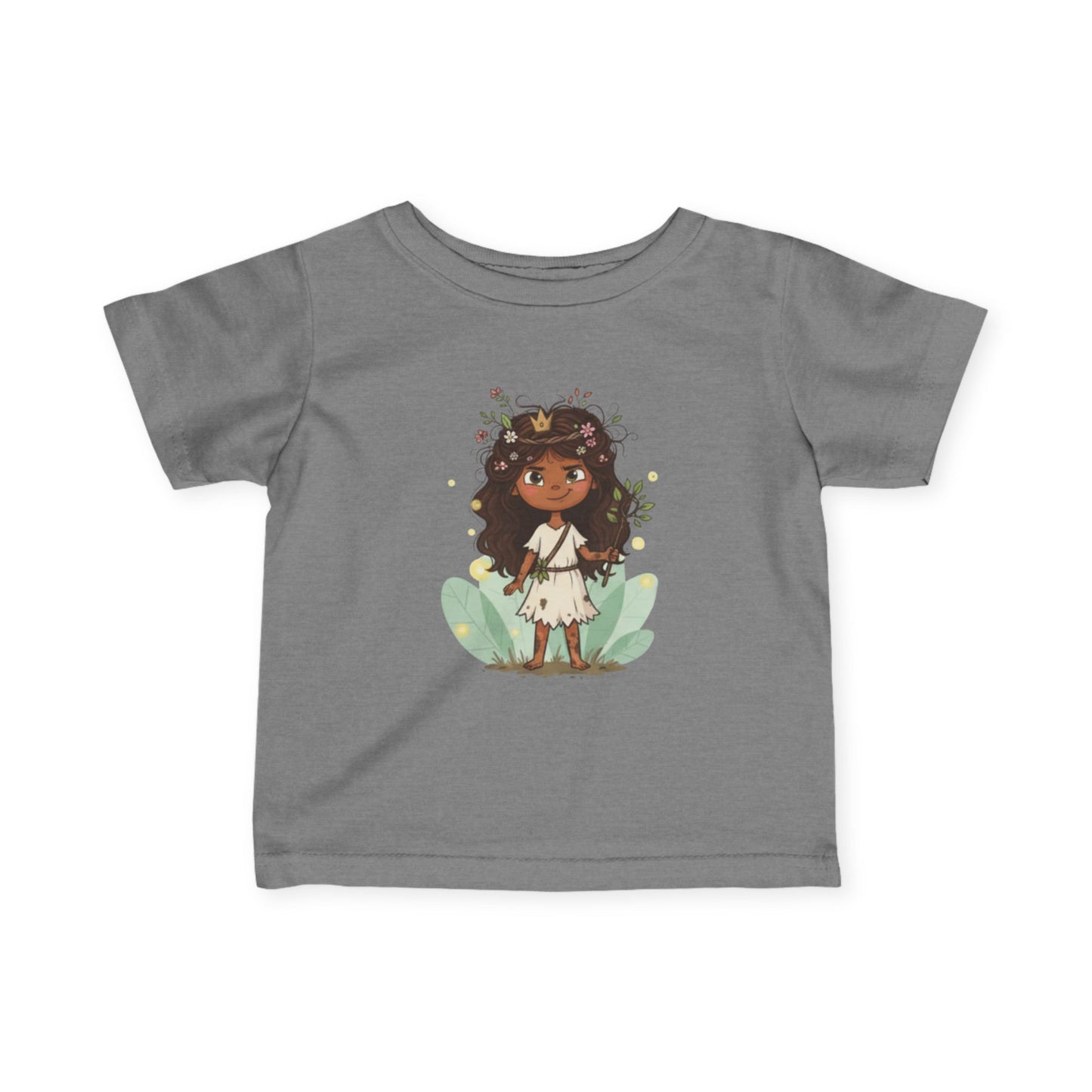 Adorable Infant Fine Jersey Tee with Floral Princess Design, Baby T-Shirt, Cute Toddler Top, Birthday Gift, Kids Clothing