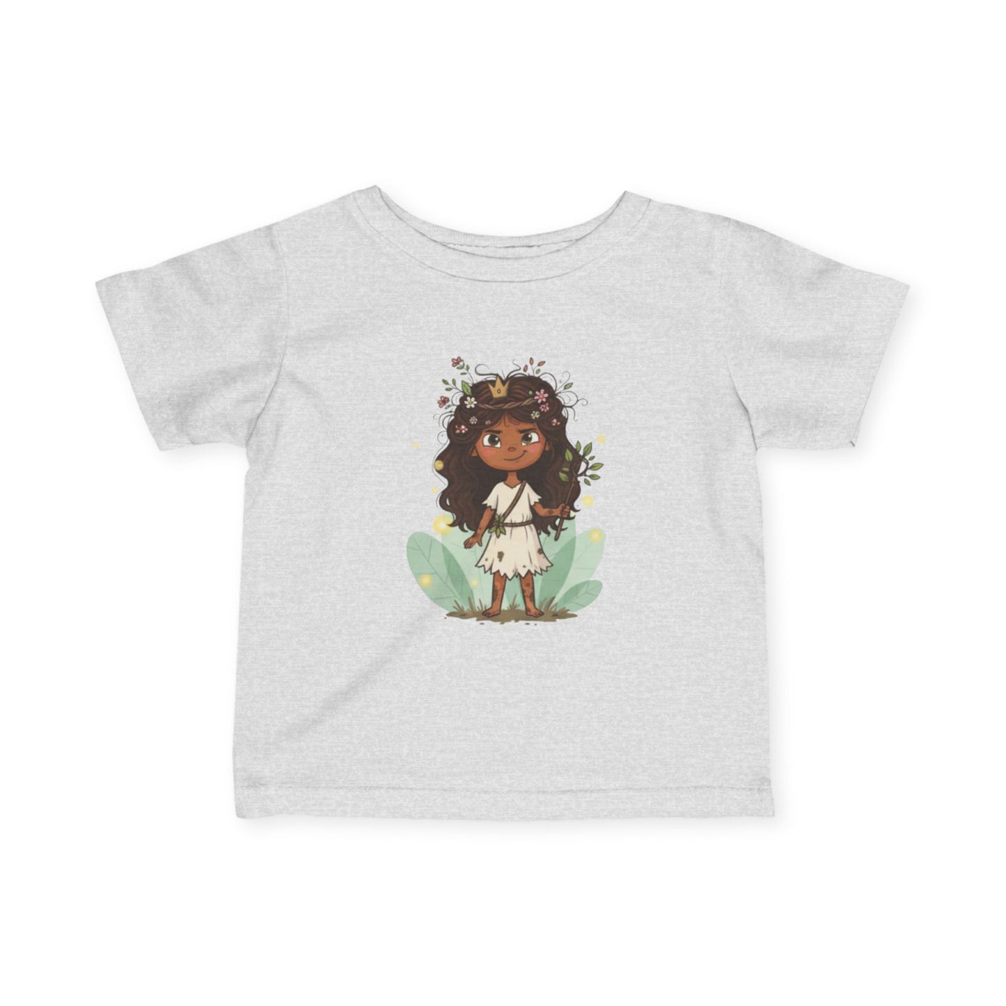 Adorable Infant Fine Jersey Tee with Floral Princess Design, Baby T-Shirt, Cute Toddler Top, Birthday Gift, Kids Clothing