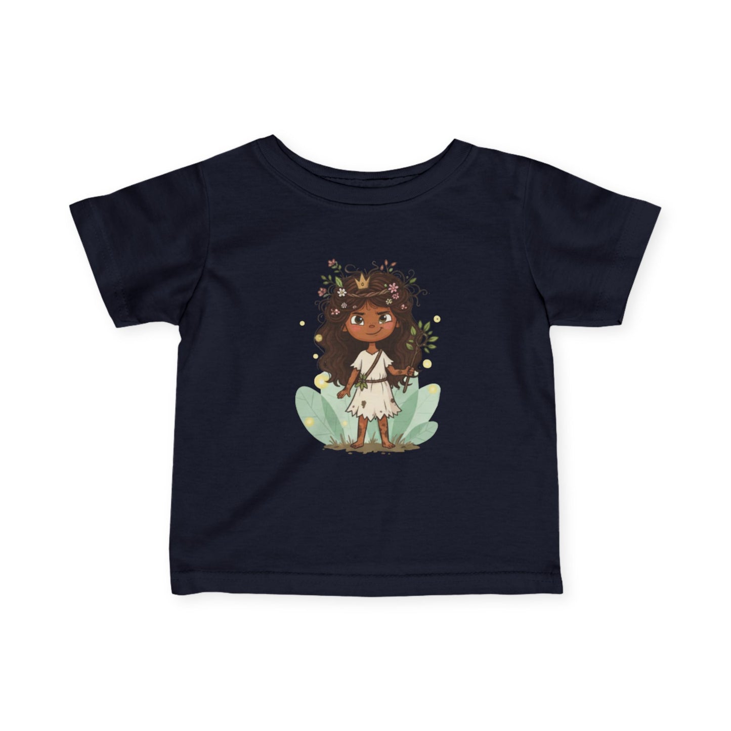 Adorable Infant Fine Jersey Tee with Floral Princess Design, Baby T-Shirt, Cute Toddler Top, Birthday Gift, Kids Clothing