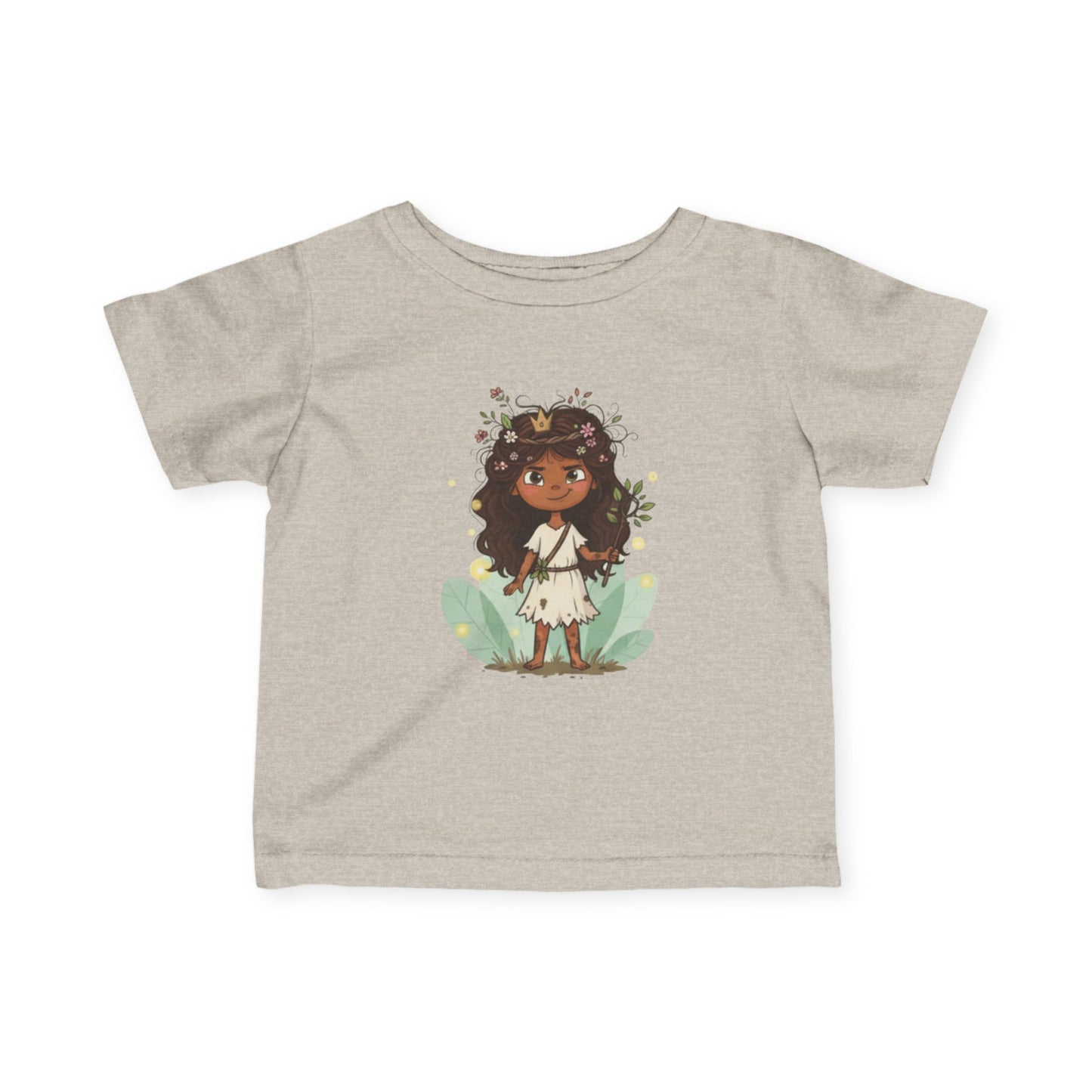 Adorable Infant Fine Jersey Tee with Floral Princess Design, Baby T-Shirt, Cute Toddler Top, Birthday Gift, Kids Clothing