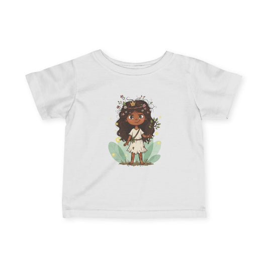 Adorable Infant Fine Jersey Tee with Floral Princess Design, Baby T-Shirt, Cute Toddler Top, Birthday Gift, Kids Clothing